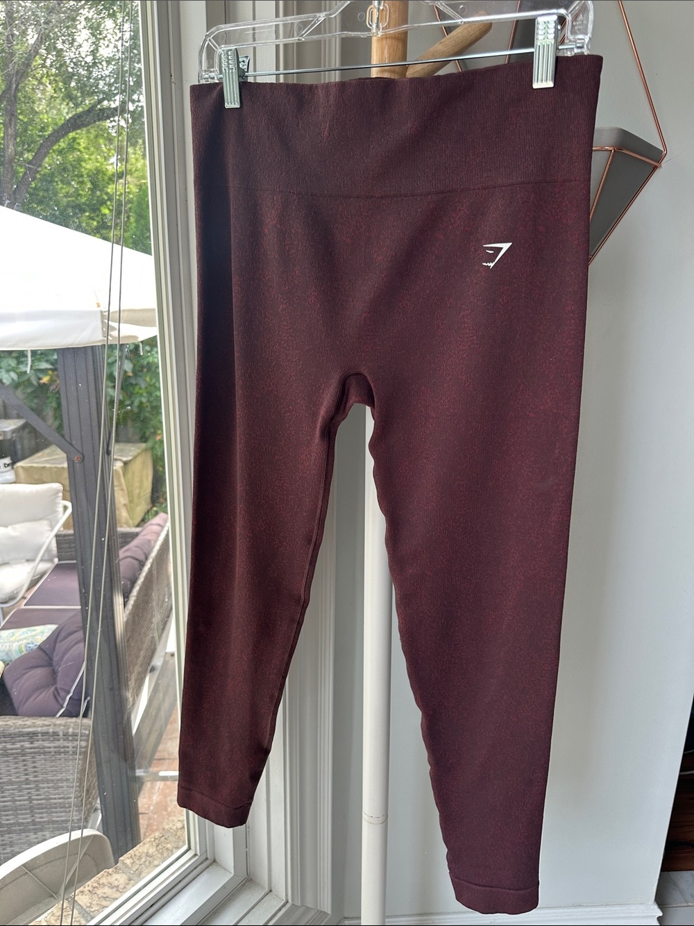 Gymshark Burgundy Wine Red High-Rise Rise Adapt Seamless Leggings Workout Large